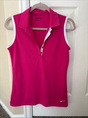 Nike Golf Women's Sleeveless Polo Tank - Hot Pink with White Trim